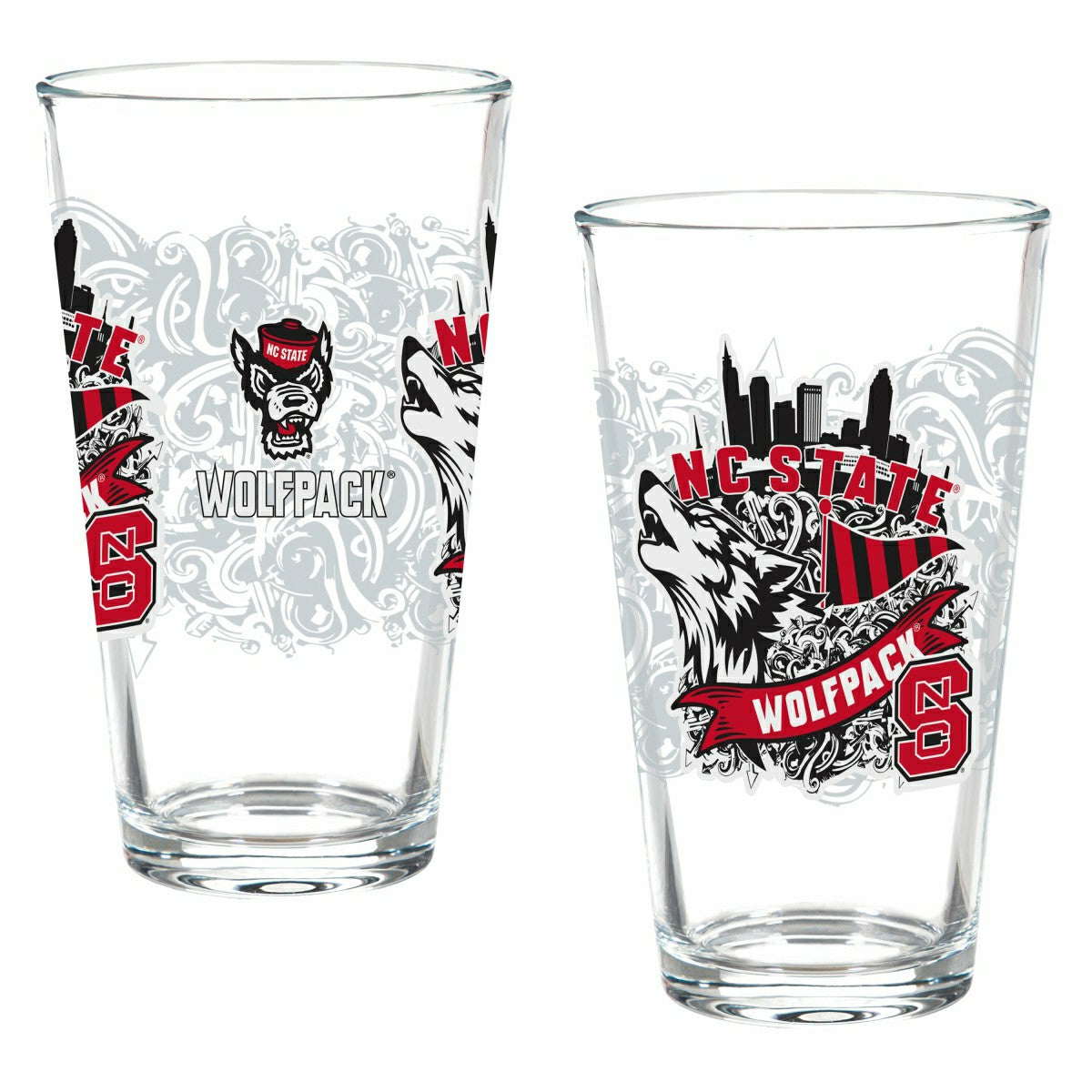 North Carolina State University 16oz Glass pint, Set of 2 - Collegiate Home