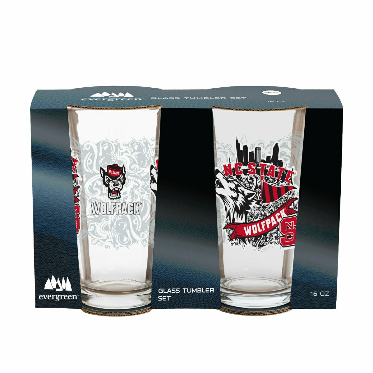 North Carolina State University 16oz Glass pint, Set of 2 - Collegiate Home