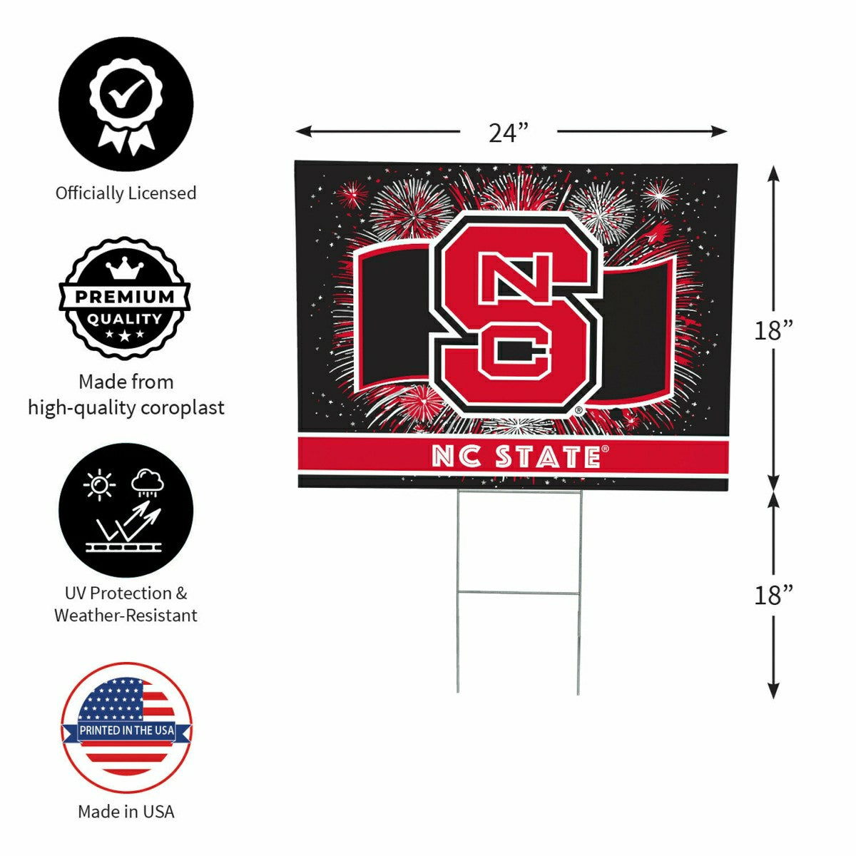 North Carolina State University Yard Sign, Patriotic - Collegiate Home