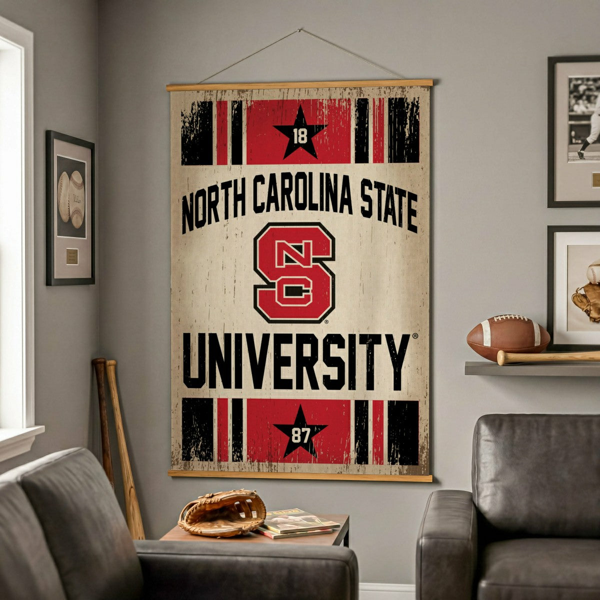 North Carolina State University, Canvas Wall Tapestry, Large, 54x36 - Collegiate Home