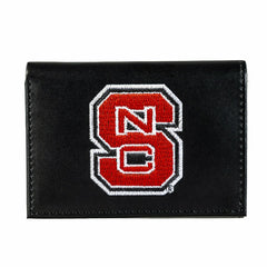 North Carolina State University Black Tri-Fold Embroidered Wallet w/ RFID Blocking - Collegiate Home