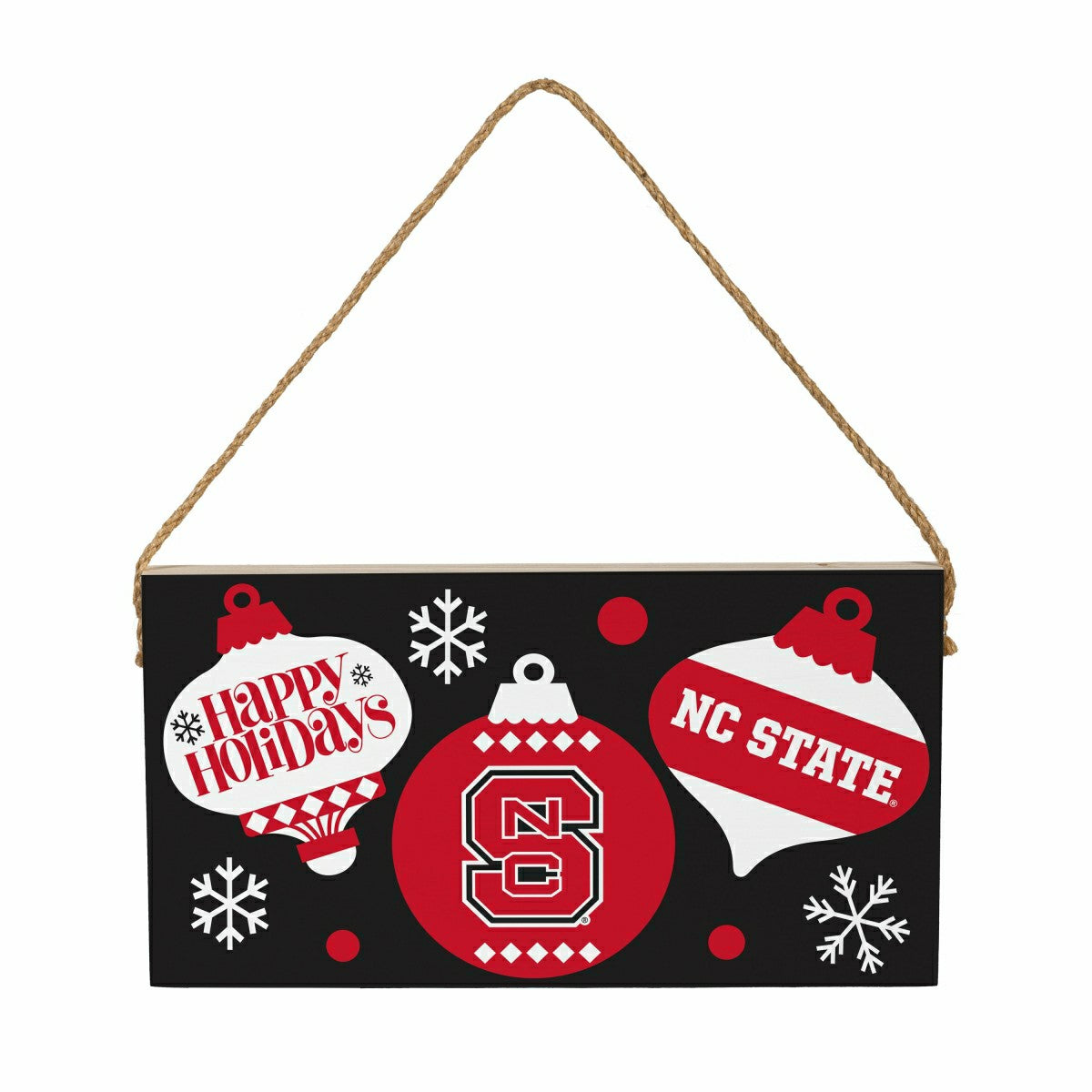 North Carolina State University Holiday Wood Wall Sign, 6x11 - Collegiate Home
