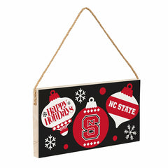 North Carolina State University Holiday Wood Wall Sign, 6x11 - Collegiate Home