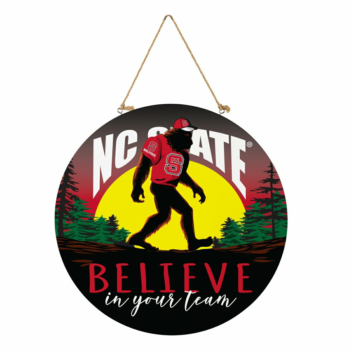 North Carolina State University Bigfoot Round Door Décor with Hanging  - Collegiate Home
