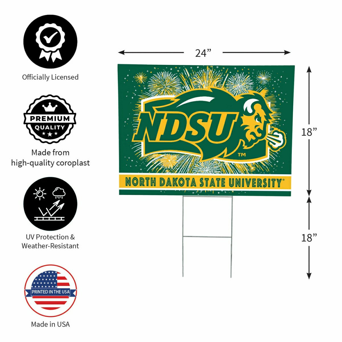 North Dakota State University Yard Sign, Patriotic - Collegiate Home