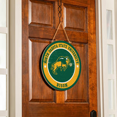 North Dakota State University Round Door Décor with Hanging Rope, 18x1 - Collegiate Home