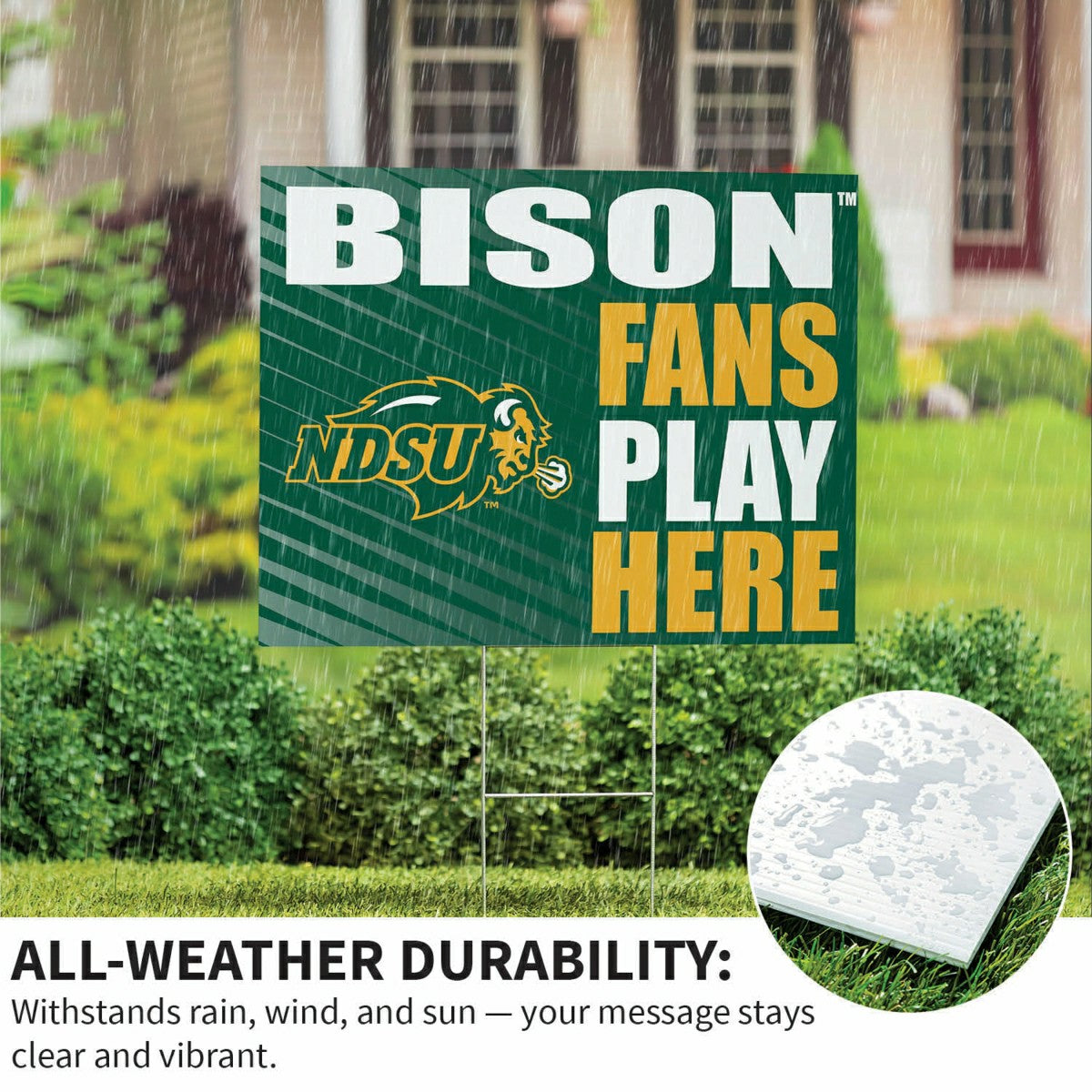 North Dakota State University Coroplast Yard Sign "Fans Play Here" - Collegiate Home