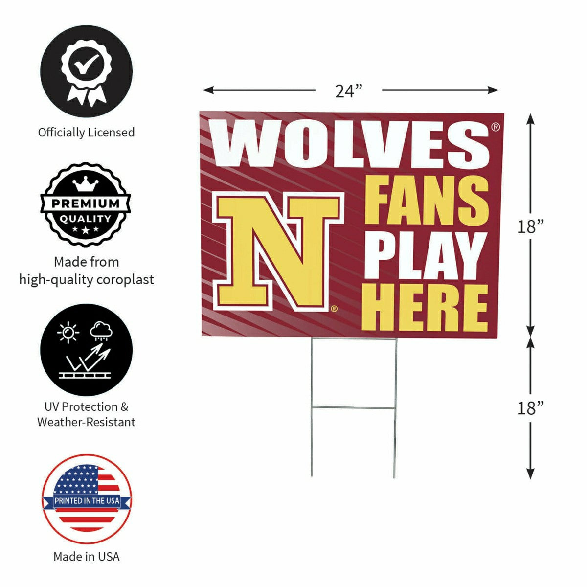 Northern State University Coroplast Yard Sign "Fans Play Here" - Collegiate Home