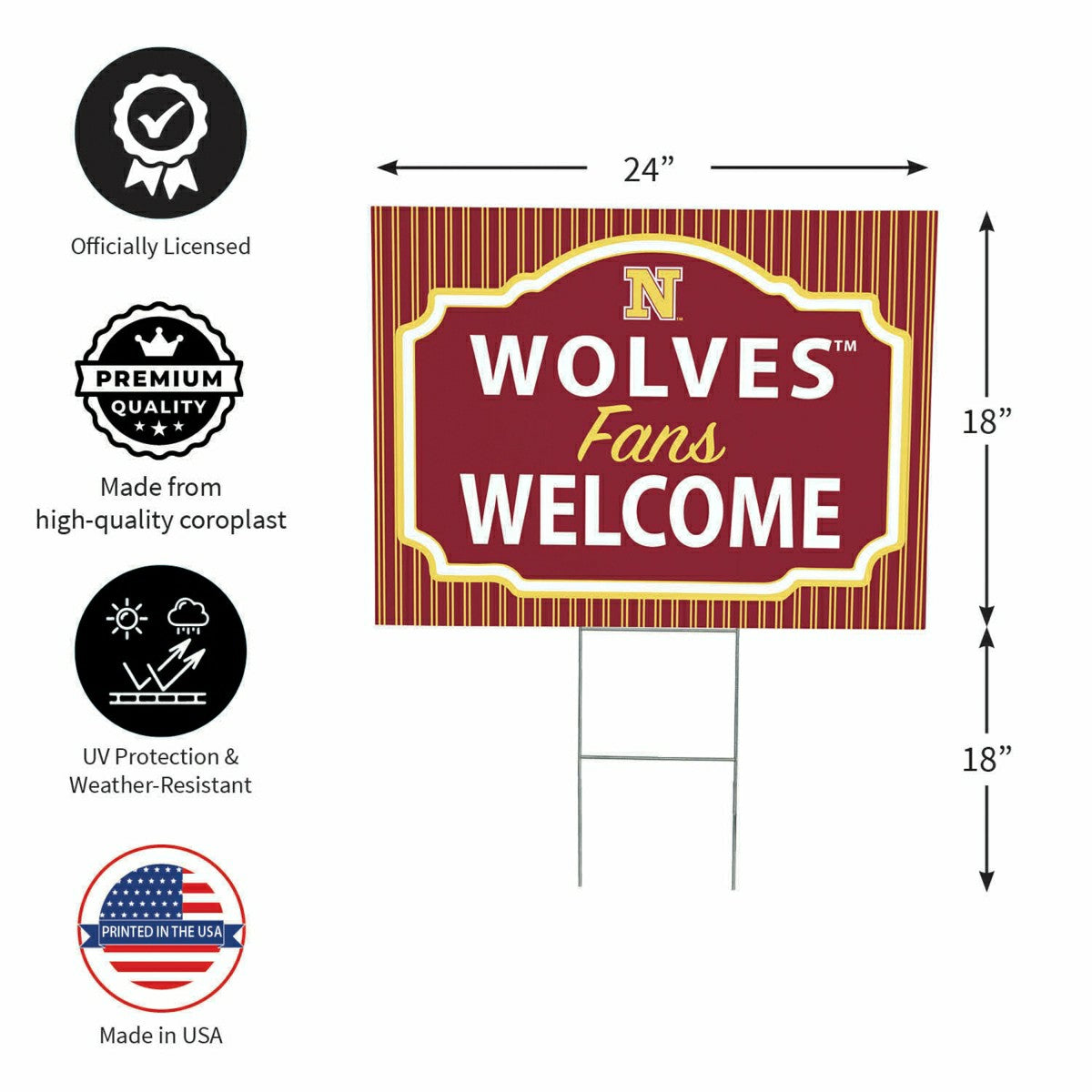 Northern State University Coroplast Yard Sign, "Fans Welcome" - Collegiate Home