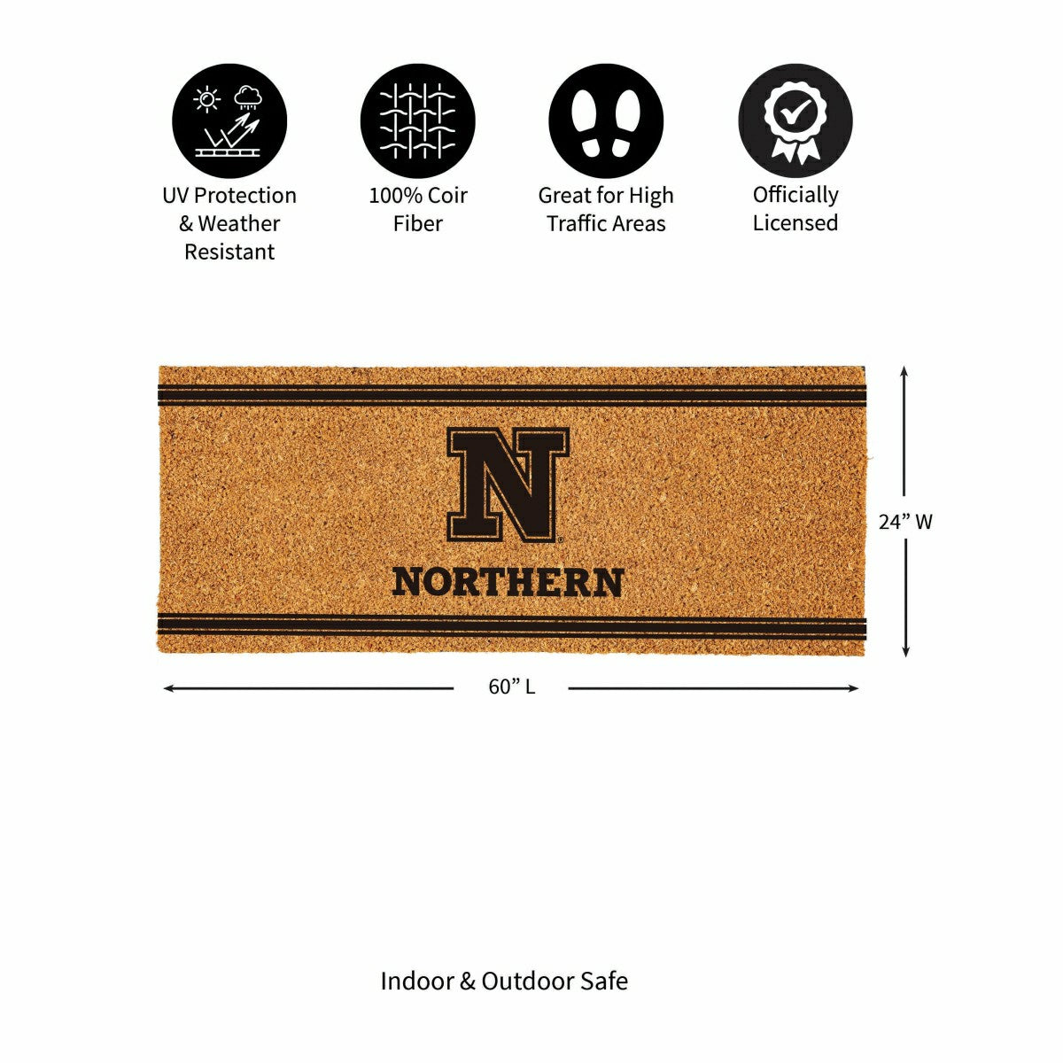 Northern State University Extra Large One Color Coir Mat, 60"x24" - Collegiate