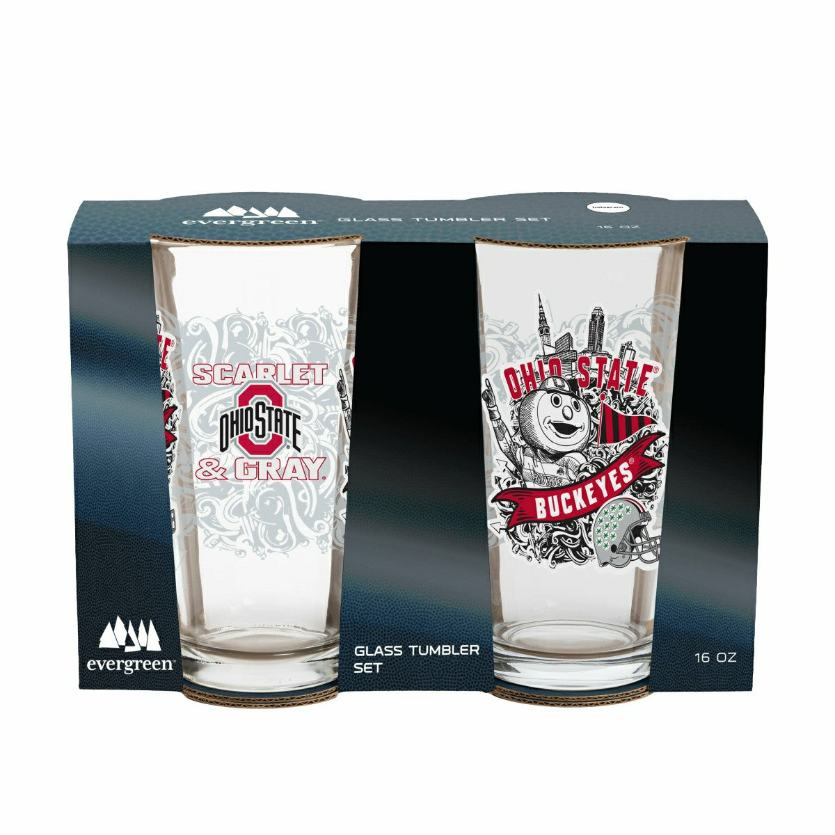 Ohio State University 16oz Glass pint, Set of 2 - Collegiate Home