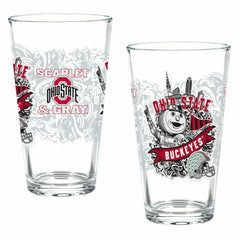 Ohio State University 16oz Glass pint, Set of 2 - Collegiate Home