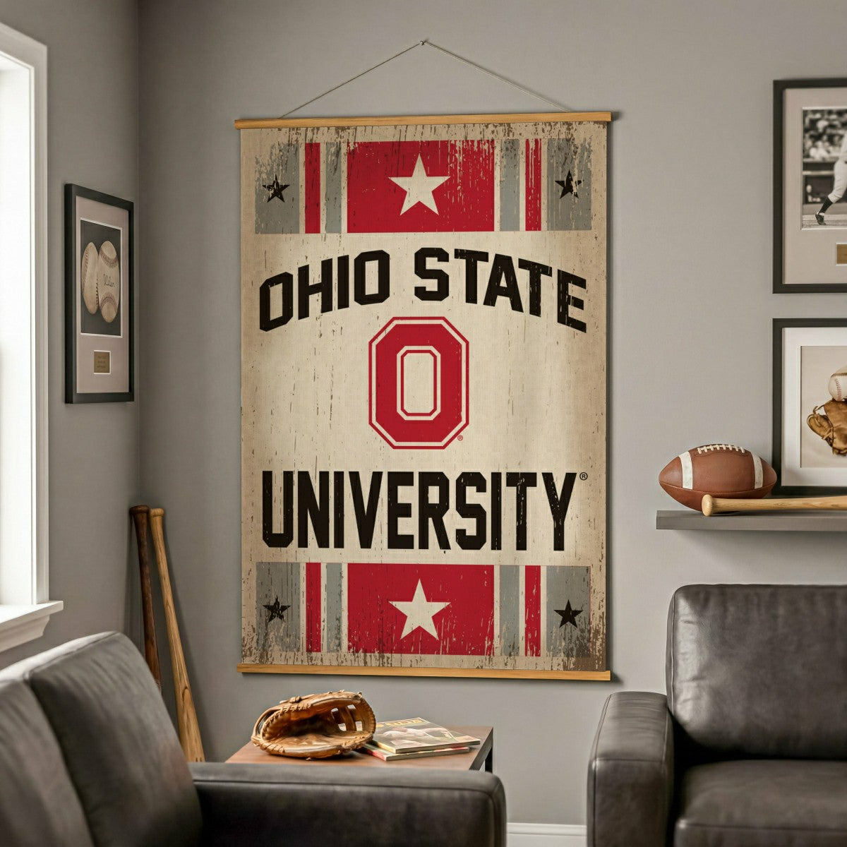 Ohio State University, Canvas Wall Tapestry, Large, 54x36 - Collegiate Home