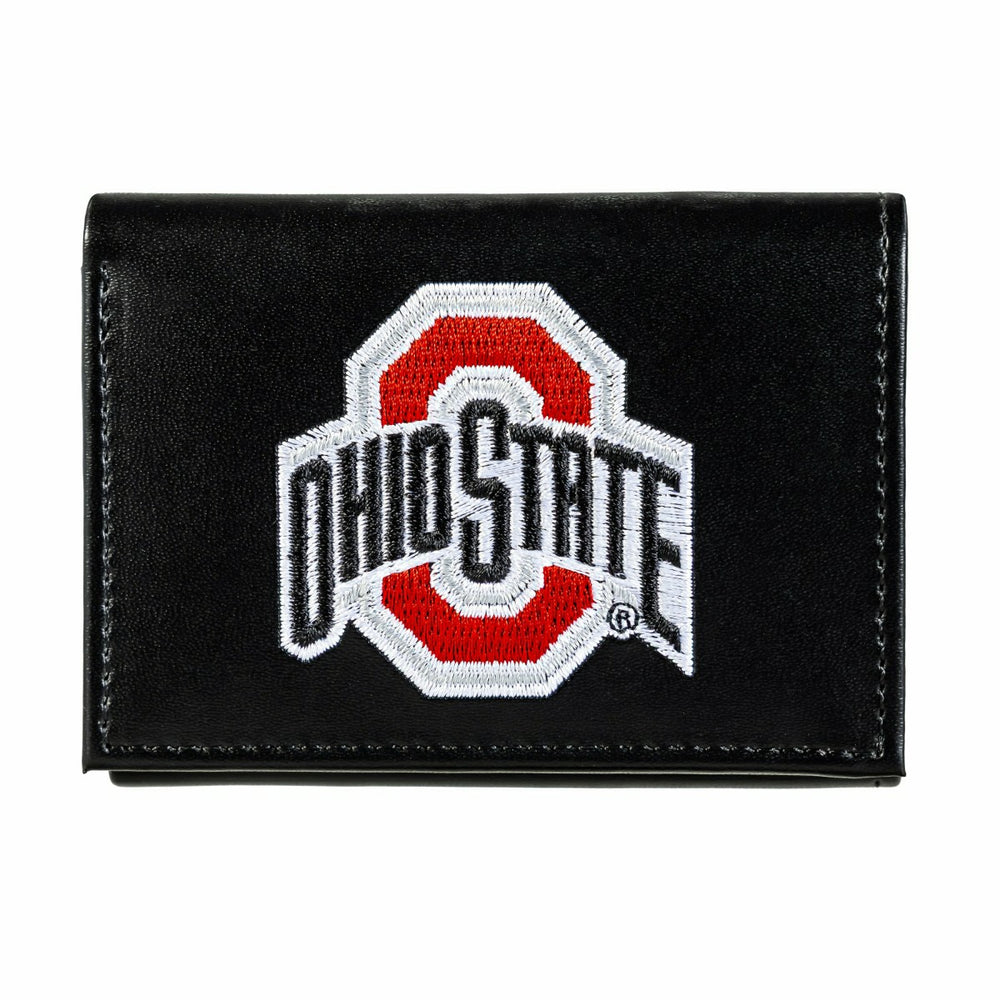 Ohio State University Black Tri-Fold Embroidered Wallet w/ RFID Blocking - Collegiate Home