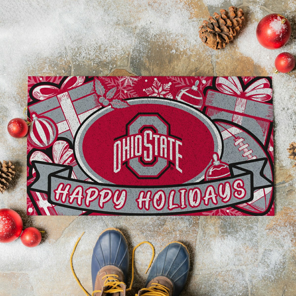 Ohio State University Holiday PVC Mat, 28"x16" - Collegiate