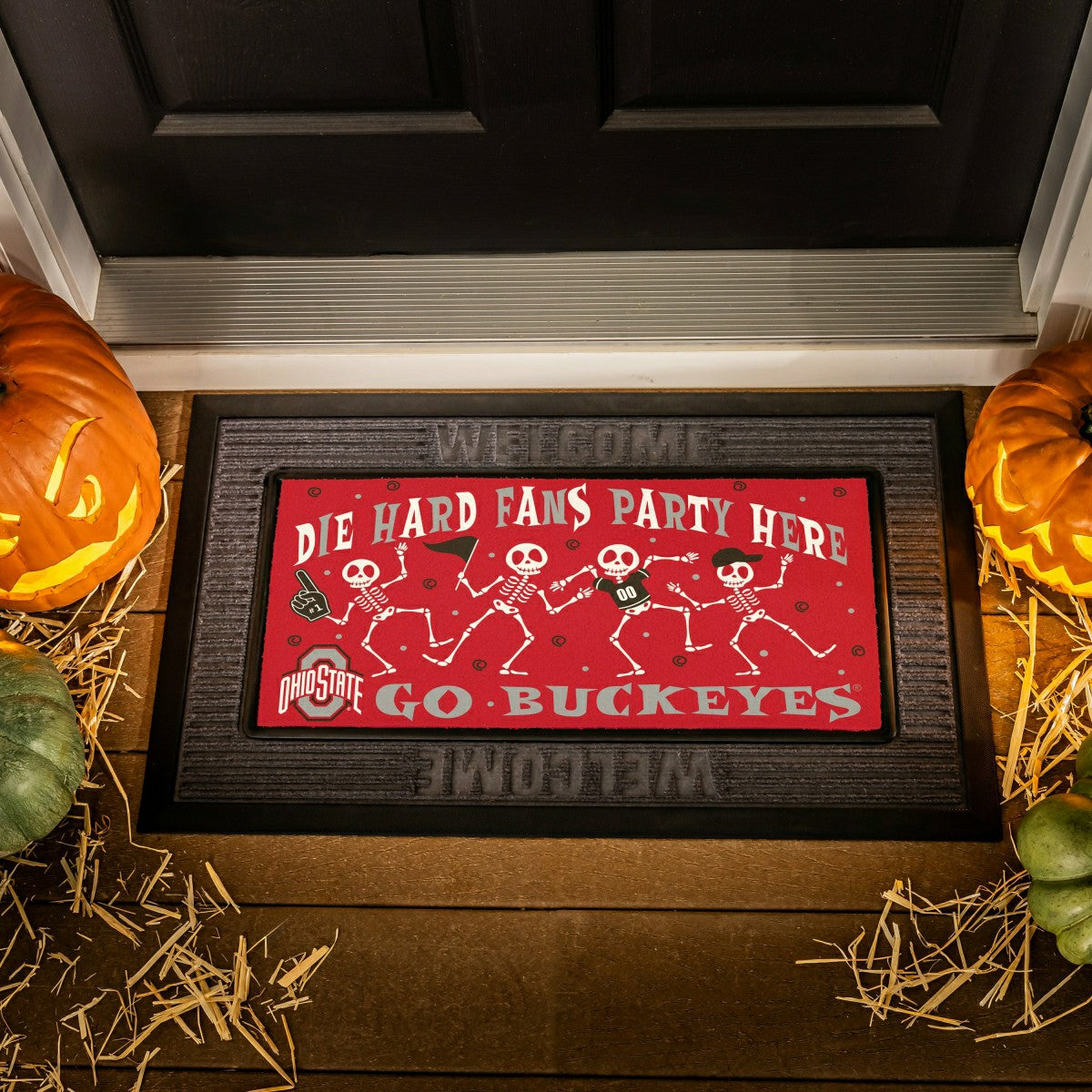 Ohio State University Flocked Coir Halloween Sassafras Switch Mat, 22" - Collegiate