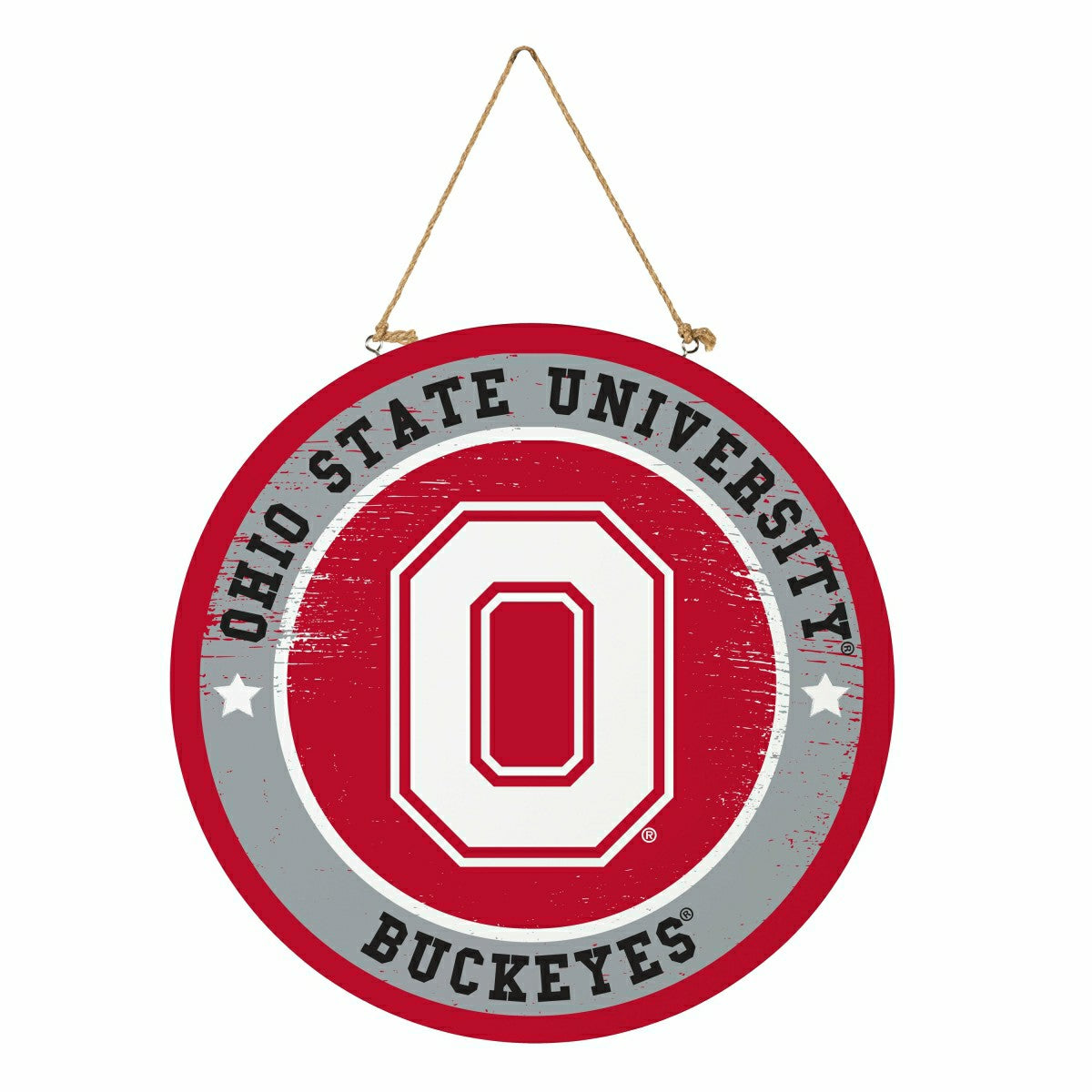 Ohio State University Round Door Décor with Hanging Rope, 18x18 - Collegiate Home
