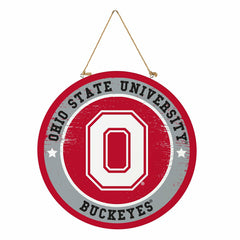 Ohio State University Round Door Décor with Hanging Rope, 18x18 - Collegiate Home