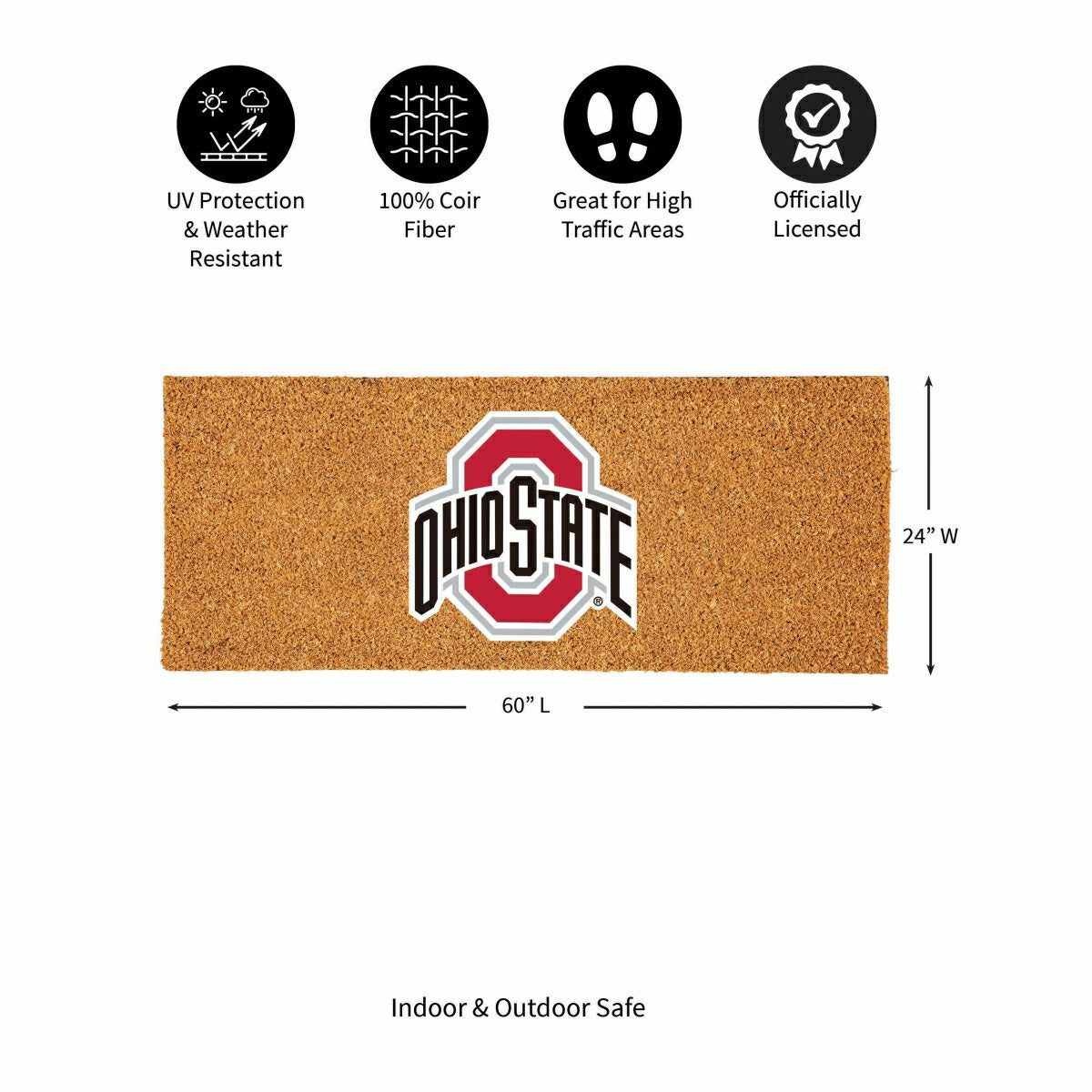 Ohio State University Extra Large Full Color Coir Mat, 60"x24" - Collegiate