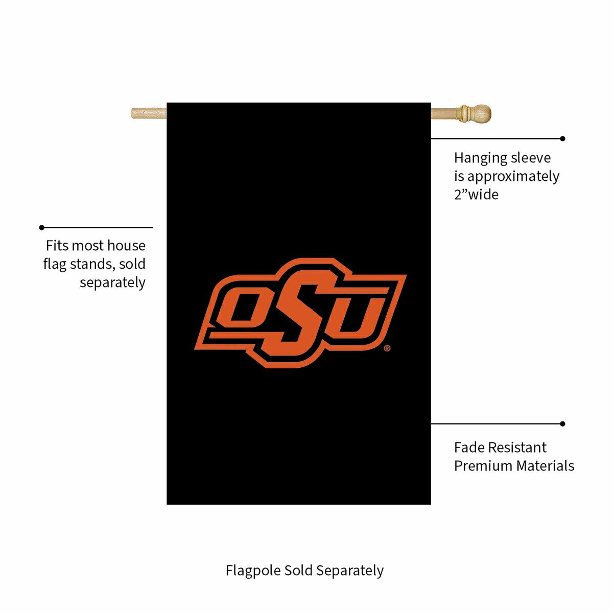 Oklahoma State University Applique House Flag - Collegiate Home