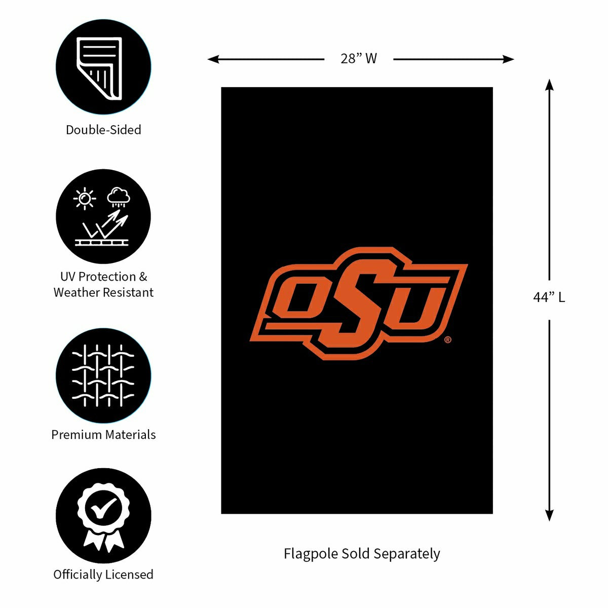 Oklahoma State University Applique House Flag - Collegiate Home