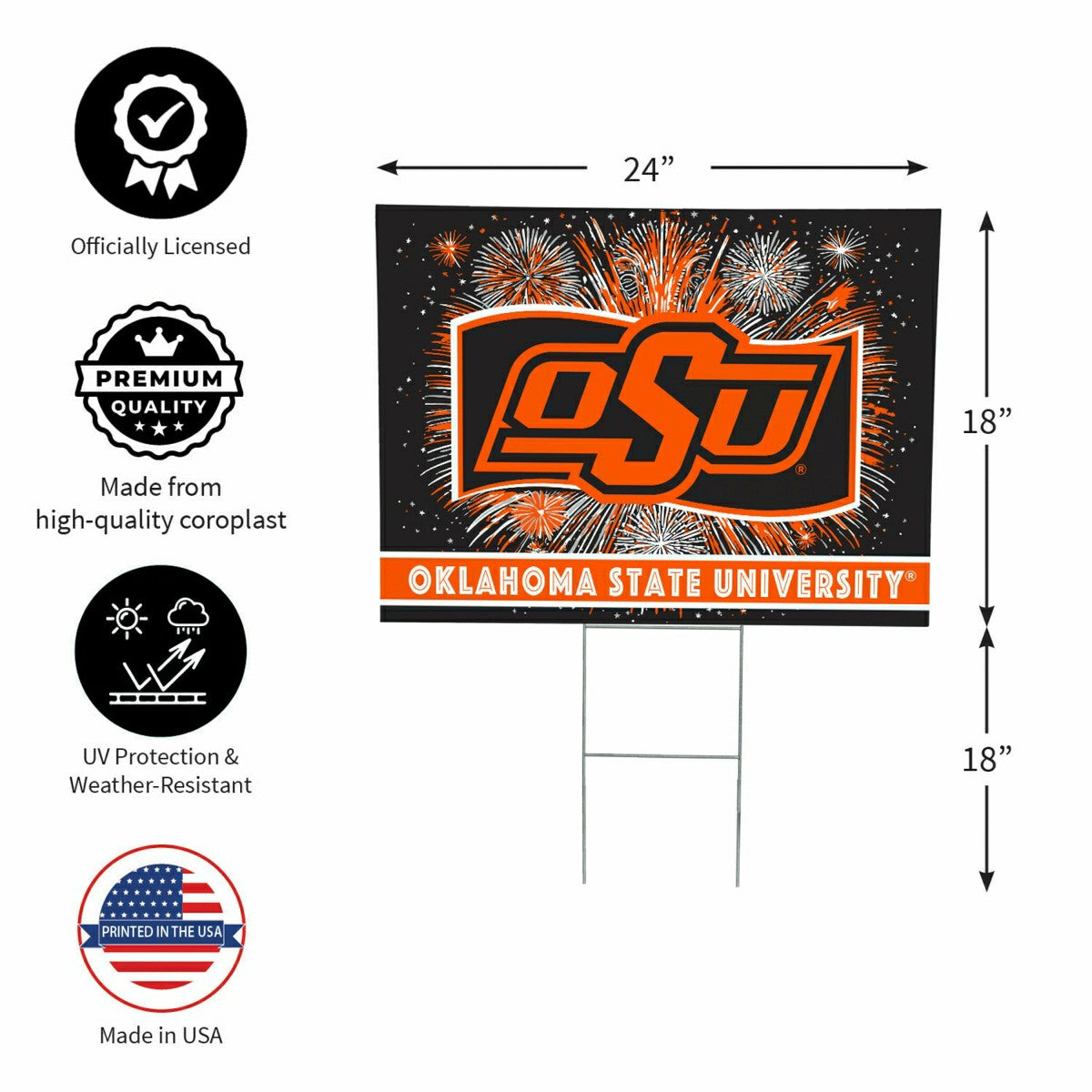 Oklahoma State University Yard Sign, Patriotic - Collegiate Home