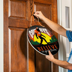 Oklahoma State University Bigfoot Round Door Décor with Hanging Rope,  - Collegiate Home