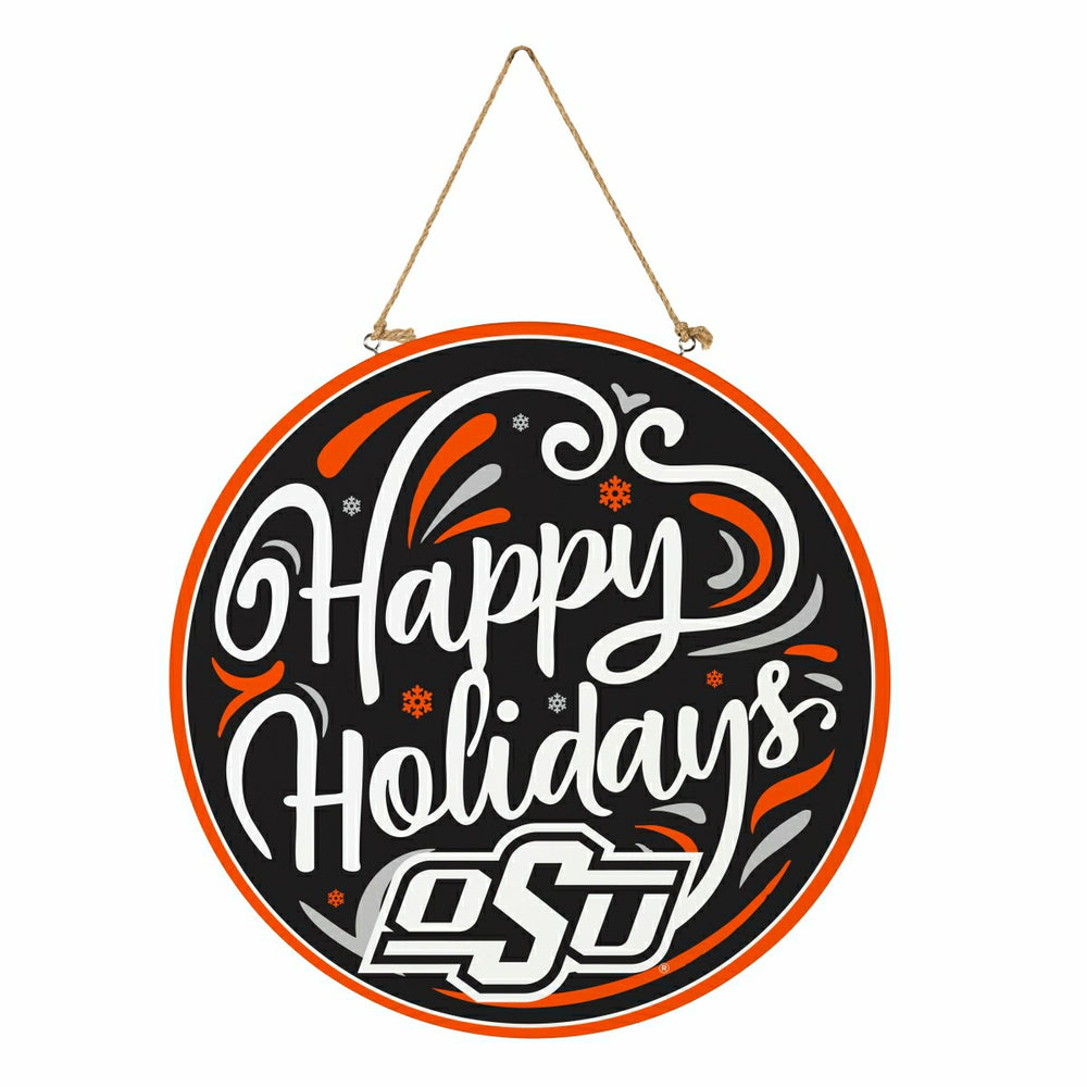 Oklahoma State University Holiday Round Door Décor with Hanging Rope,  - Collegiate Home