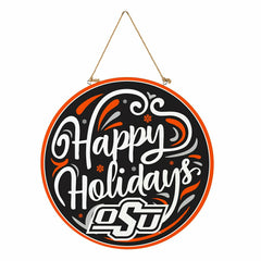 Oklahoma State University Holiday Round Door Décor with Hanging Rope,  - Collegiate Home
