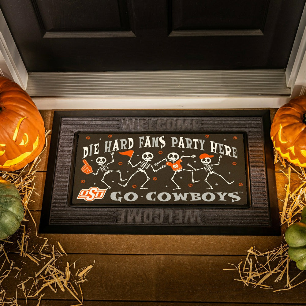 Oklahoma State University Flocked Coir Halloween Sassafras Switch Mat, - Collegiate