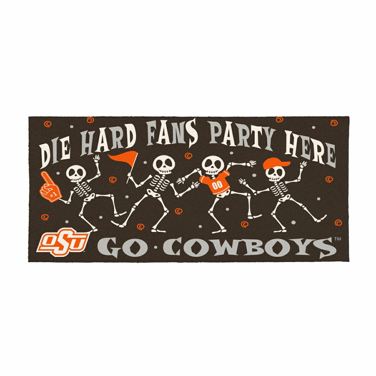 Oklahoma State University Flocked Coir Halloween Sassafras Switch Mat, - Collegiate