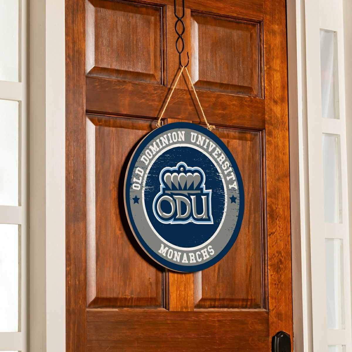 Old Dominion University Round Door Décor with Hanging Rope, 18x18 - Collegiate Home
