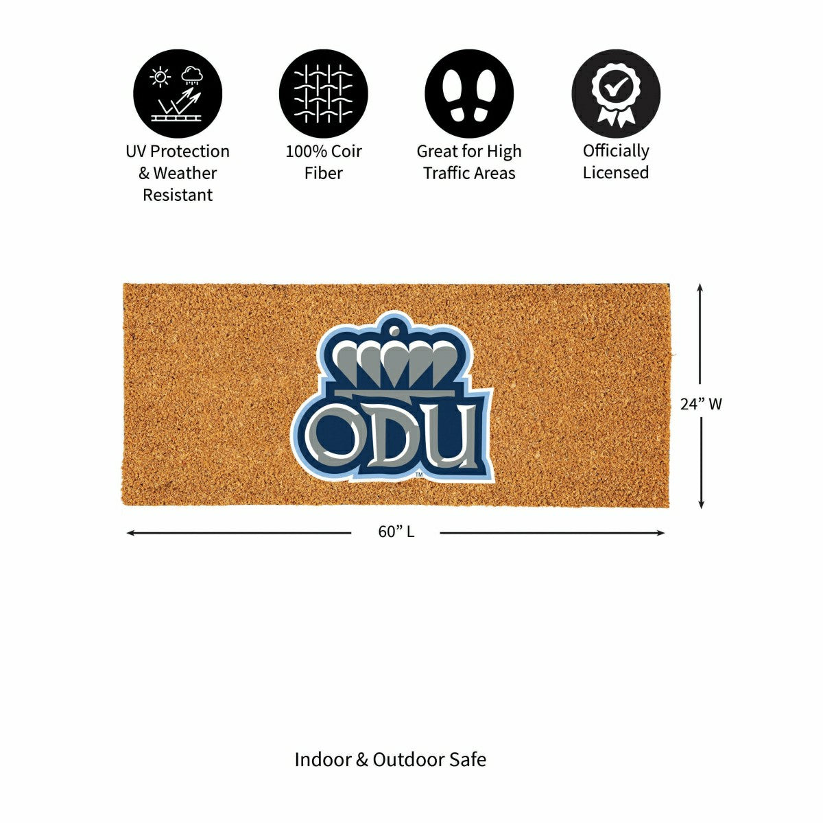 Old Dominion University Extra Large Full Color Coir Mat, 60"x24" - Collegiate