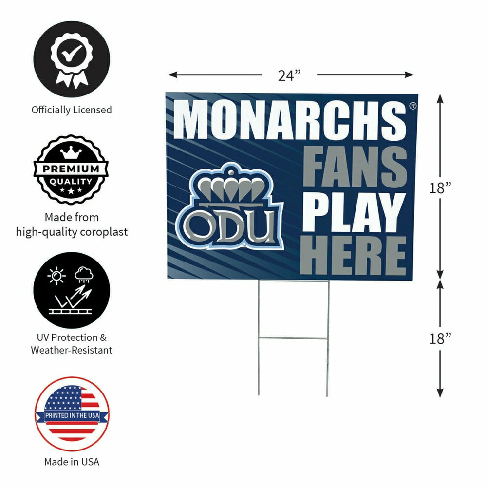 Old Dominion University Coroplast Yard Sign "Fans Play Here" - Collegiate Home