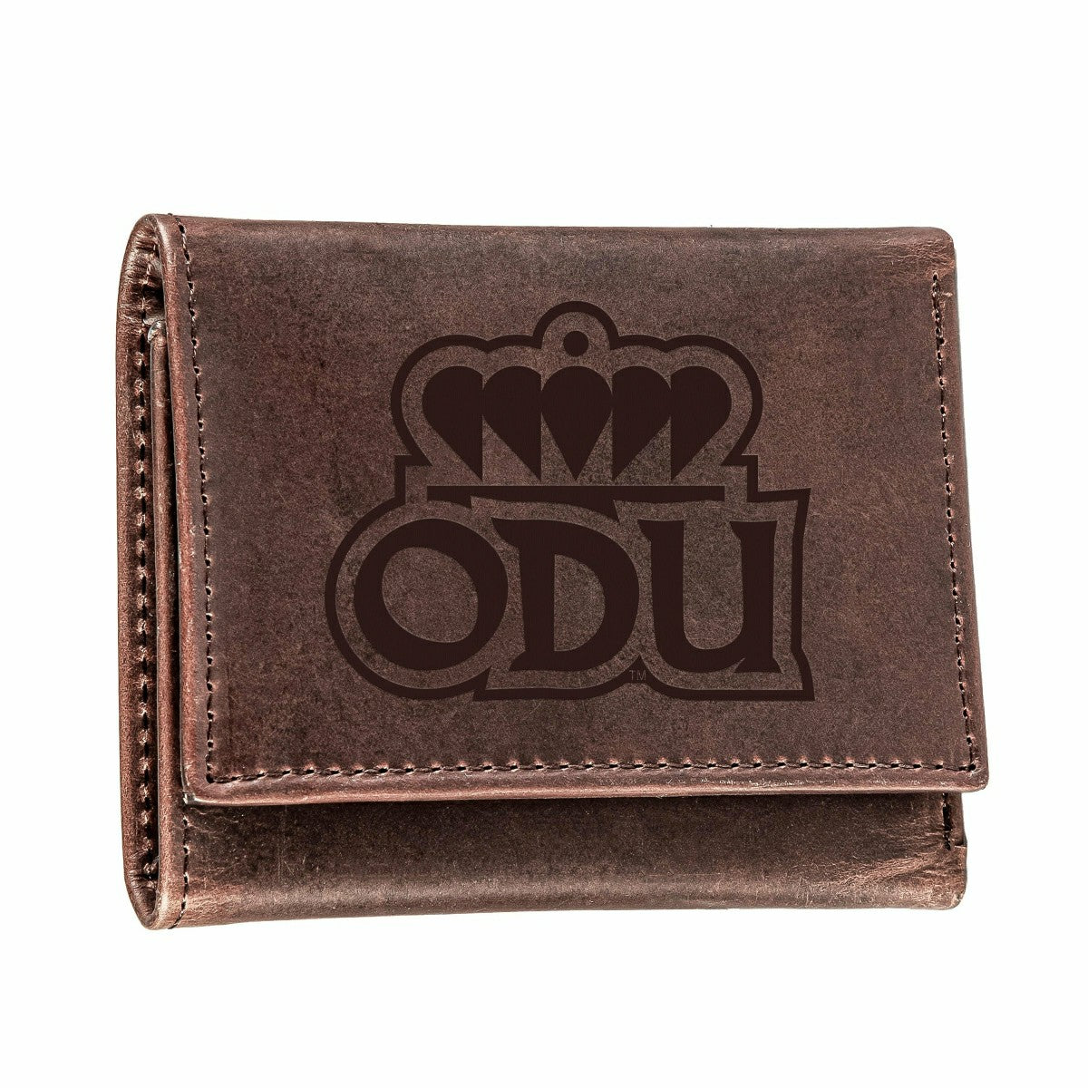 Old Dominion University, Tri-Fold Wallet, Brown, CH, 100% Genuine Leat - Collegiate Home