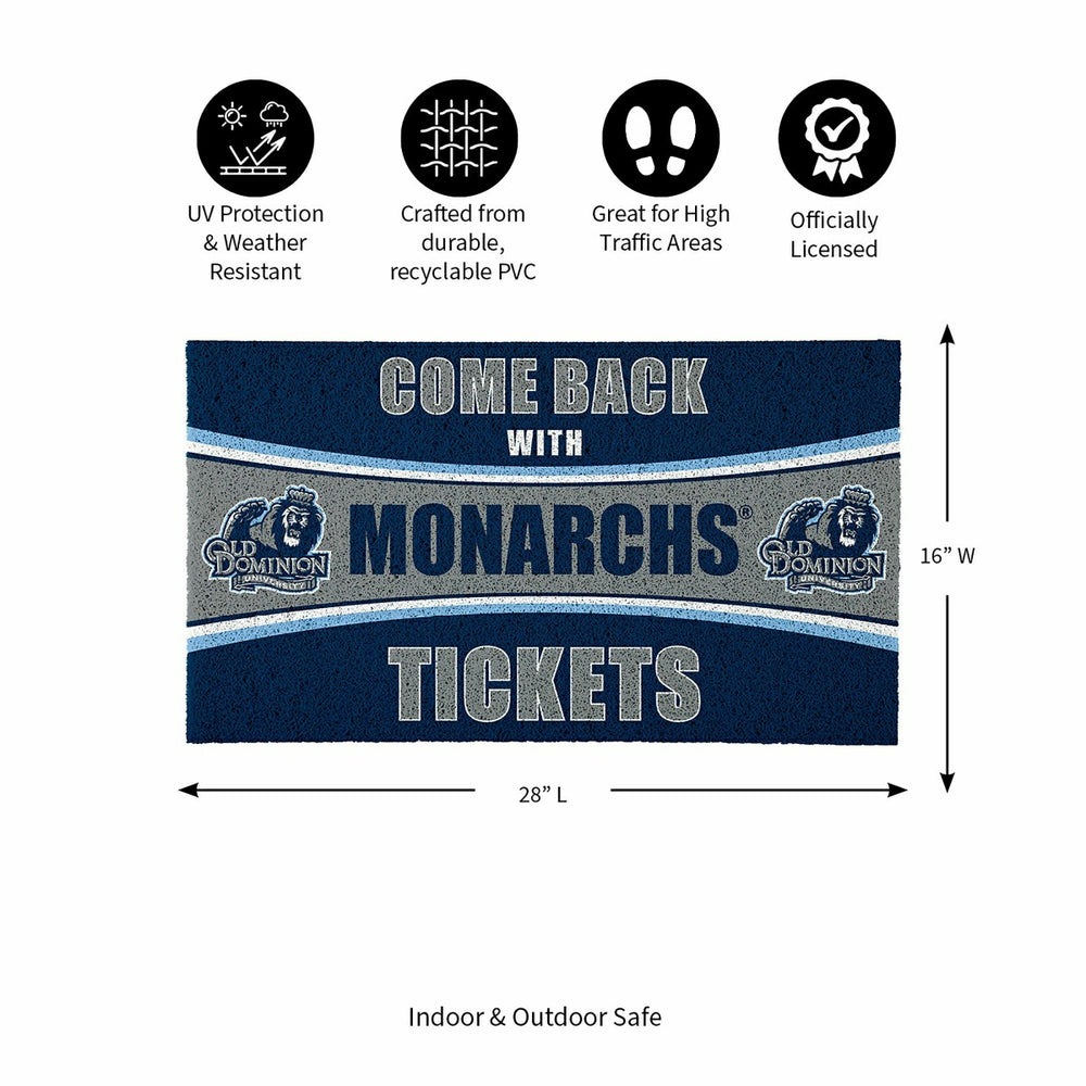 28" x 16" PVC Trapper Mat, Come Back with Tickets, Old Dominion Univer - Collegiate