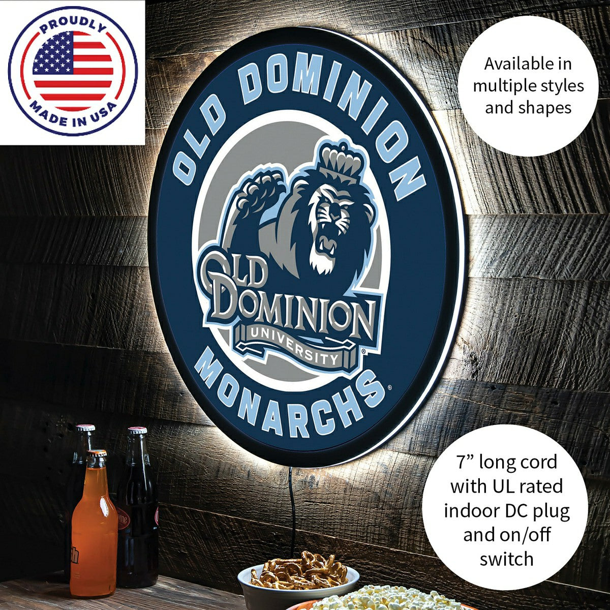 LED Wall Decor, Round, Old Dominion University - Collegiate Home