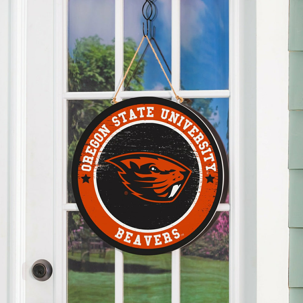 Oregon State University Round Door Décor with Hanging Rope, 18x18 - Collegiate Home