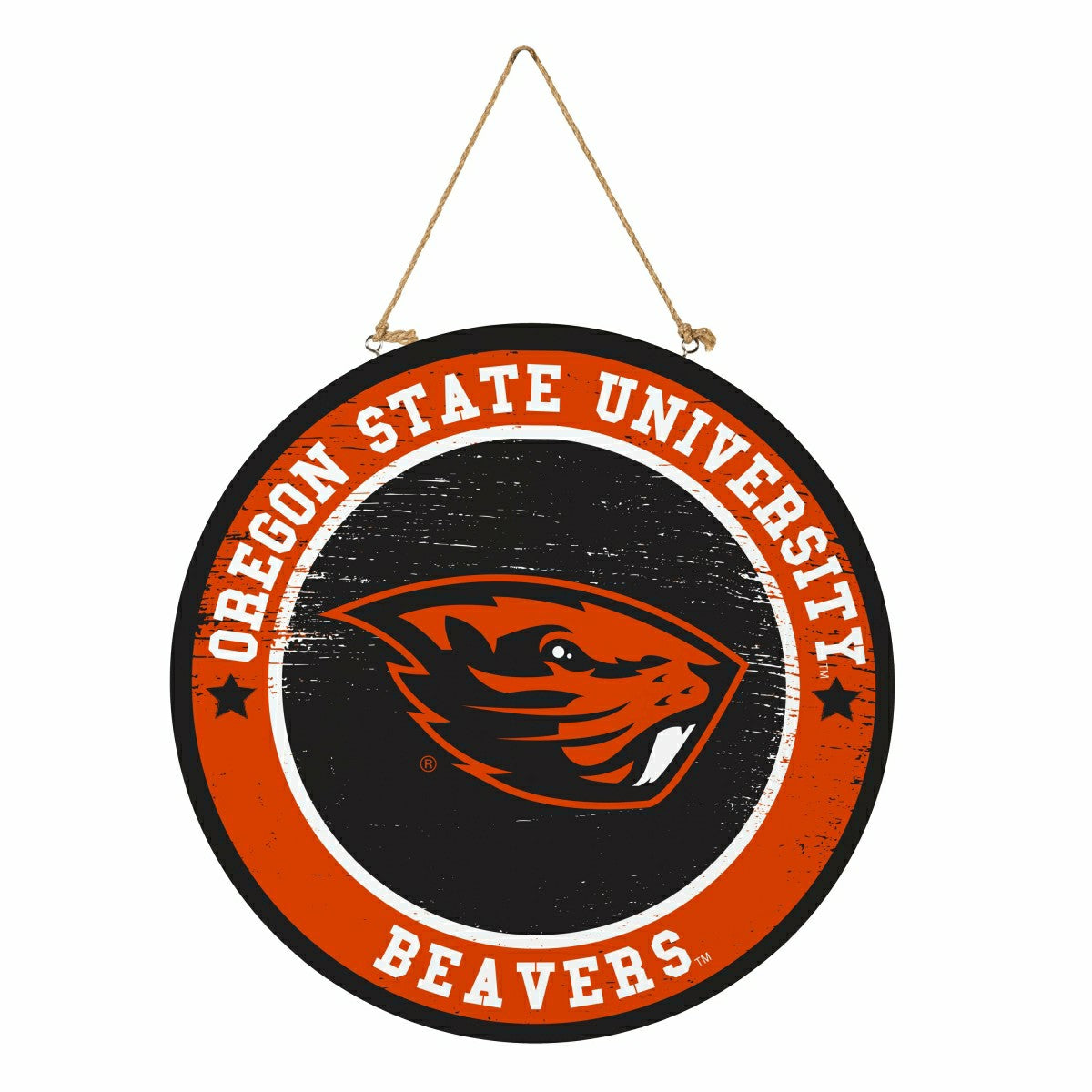 Oregon State University Round Door Décor with Hanging Rope, 18x18 - Collegiate Home