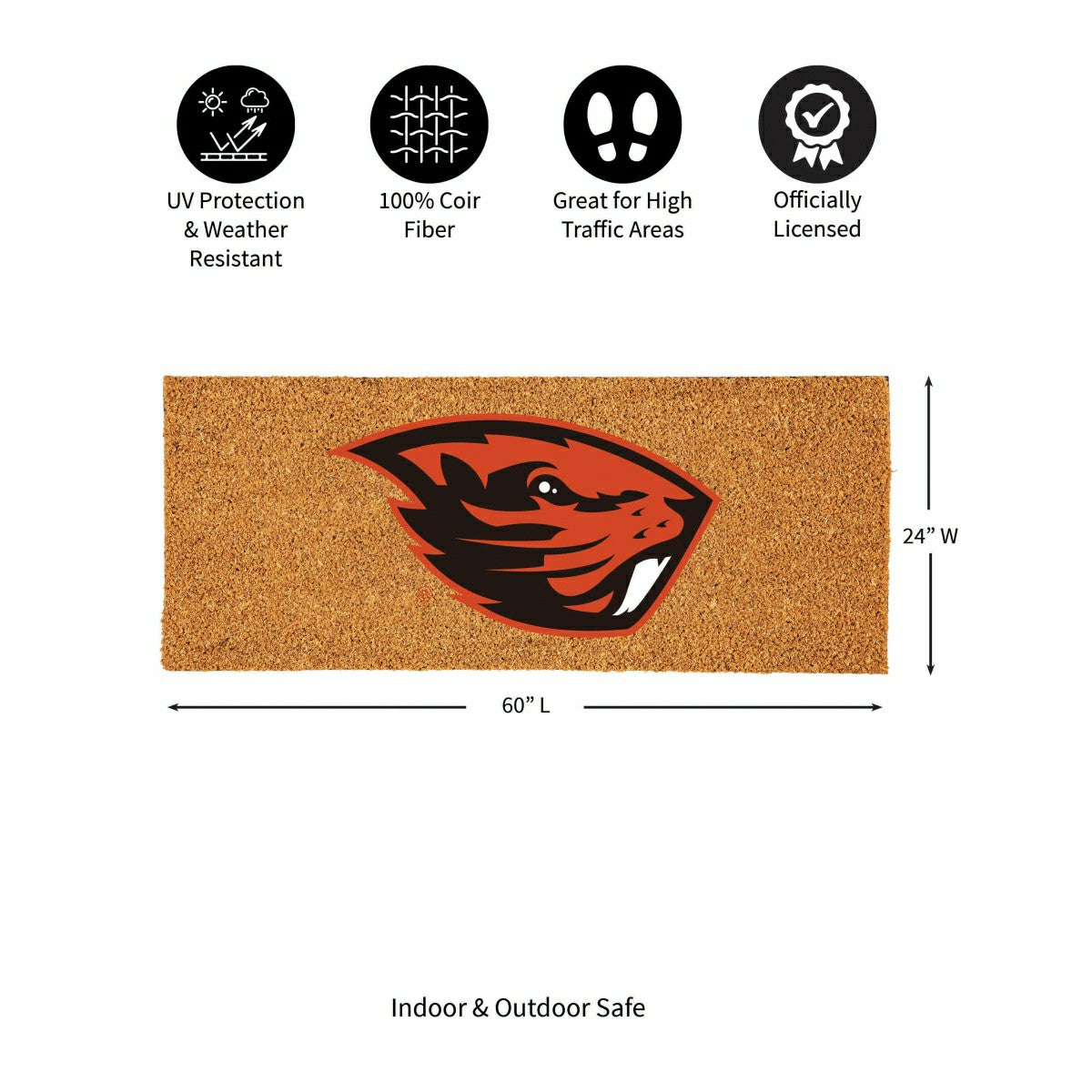Oregon State University Extra Large Full Color Coir Mat, 60"x24" - Collegiate