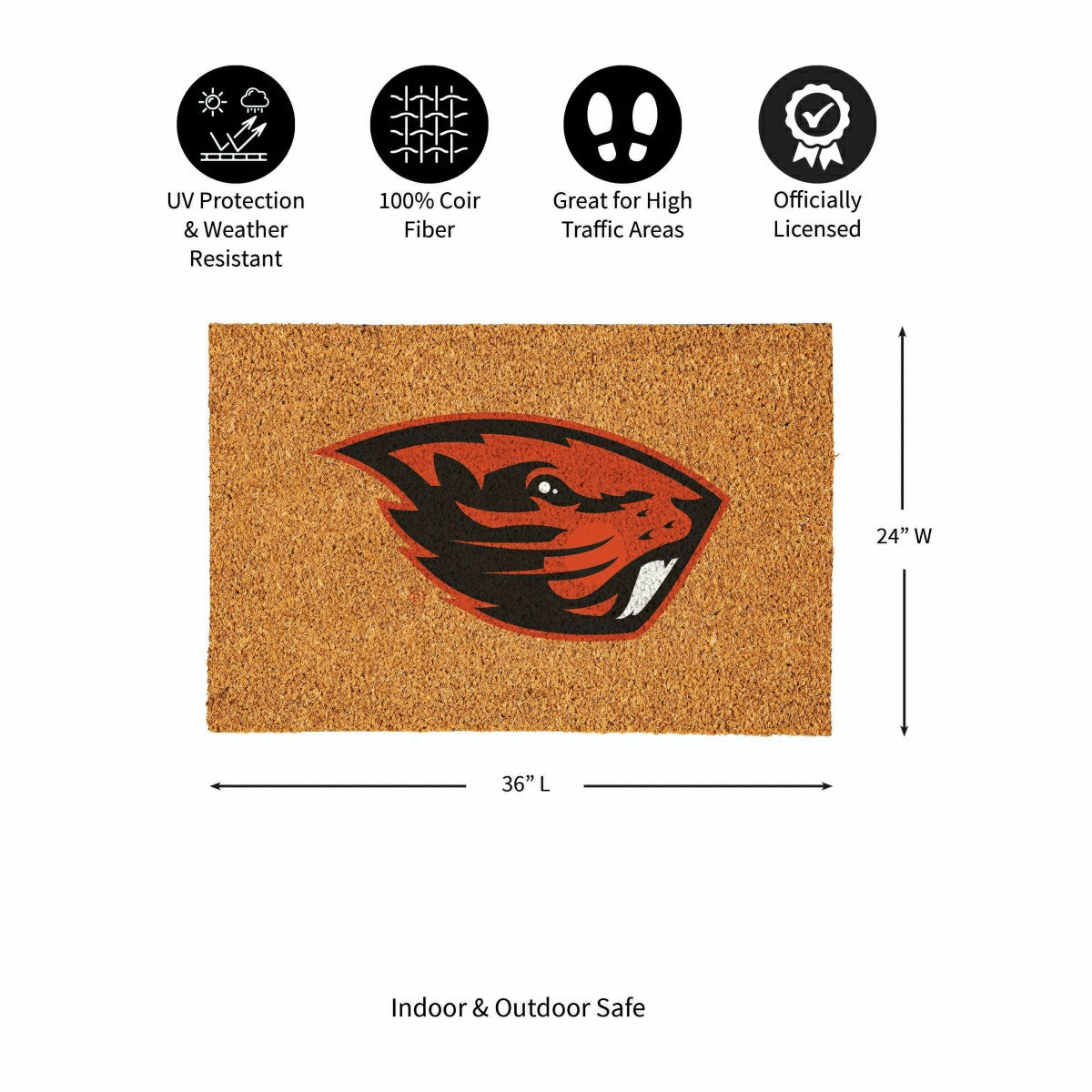 Oregon State University Large Full Color Coir Mat, 36"x24" - Collegiate