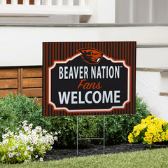 Oregon State University Coroplast Yard Sign, "Fans Welcome" - Collegiate Home
