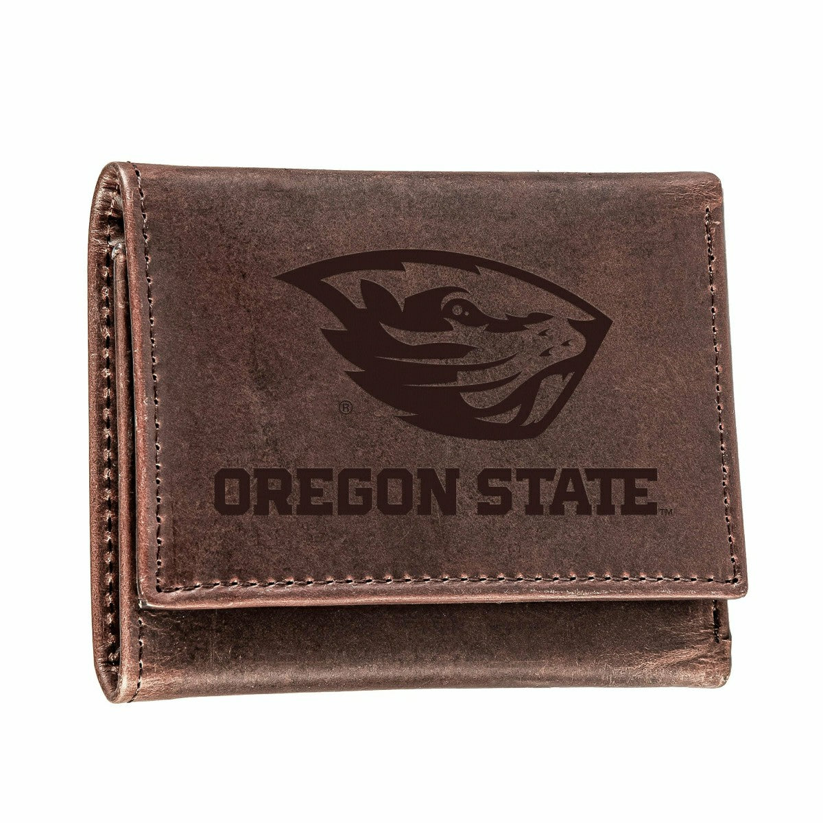 Oregon State University, Tri-Fold Wallet, Brown, CH, 100% Genuine Leat - Collegiate Home