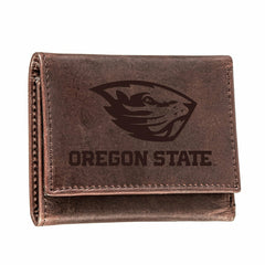 Oregon State University, Tri-Fold Wallet, Brown, CH, 100% Genuine Leat - Collegiate Home
