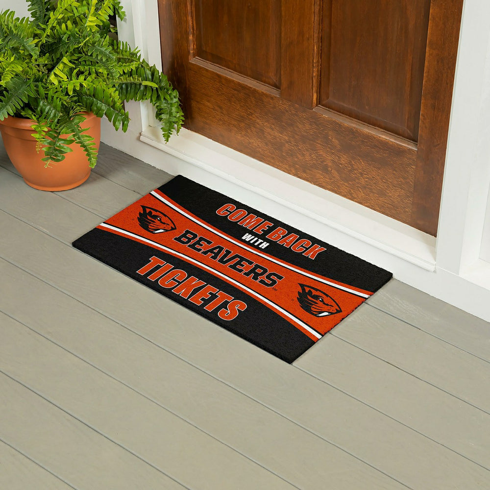 28" x 16" PVC Trapper Mat, Come Back with Tickets, Oregon State Univer - Collegiate