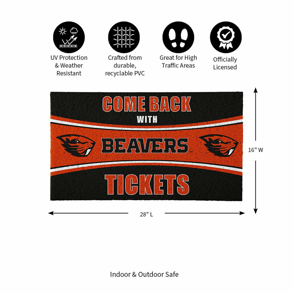 28" x 16" PVC Trapper Mat, Come Back with Tickets, Oregon State Univer - Collegiate