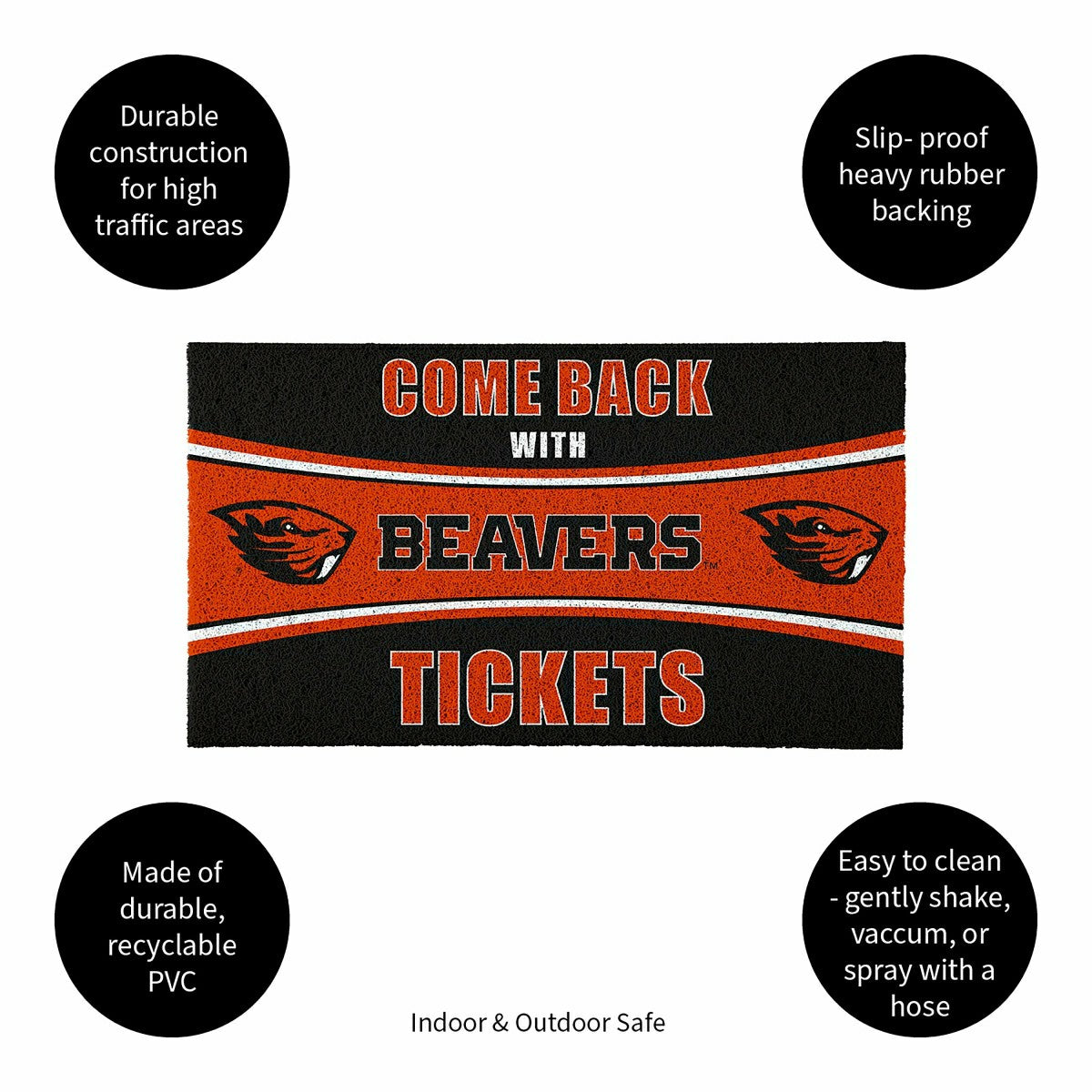 28" x 16" PVC Trapper Mat, Come Back with Tickets, Oregon State Univer - Collegiate