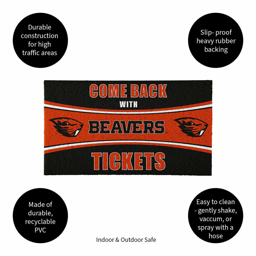 28" x 16" PVC Trapper Mat, Come Back with Tickets, Oregon State Univer - Collegiate