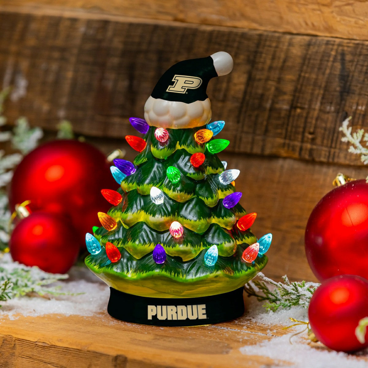 Purdue University 8" LED Ceramic Christmas Tree - Collegiate Home