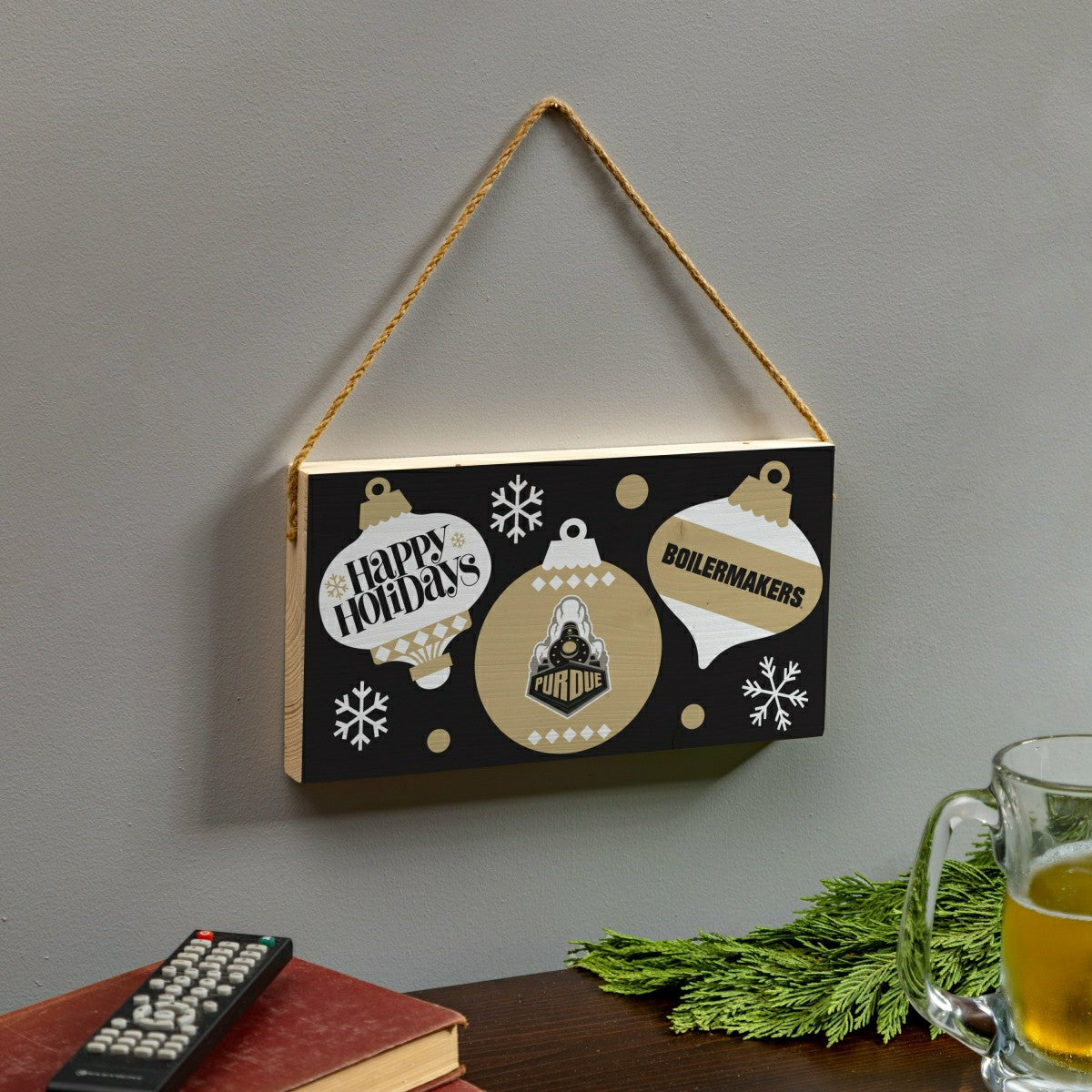 Purdue University Holiday Wood Wall Sign, 6x11 - Collegiate Home